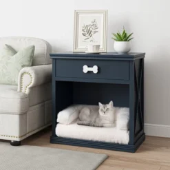 FURNIinspire Pet Beds Cat Bed Kitty House, Pet Furniture, Vintage Small Storage Cabinet Hidden Cat Litter Box With Drawer, Blue, 27.5"*15.7"*28.7" -Home Decor GUEST 025e3d4f 695d 4888 91e2 91b58a0ef748