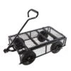 FURNIinspire Wheelbarrows And Lawn Carts Solid Wheels Tools Cart Wagon Cart, Metal Lawn Cart For Picnic, Shopping, Black, 37“*19"*45"