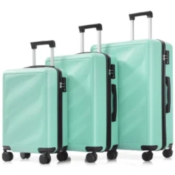 FURNIinspire Bag And Luggage Sets Travel Luggage Set Suitcase Set, 3 Piece Hard Shell Suitcases, Lightweight Suitcase, Green, 11.4"*20.1"*29.1" -Home Decor GUEST 02d6f71e e8d2 497e bf64 5a9d379ab897
