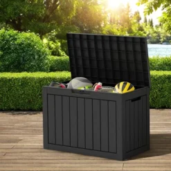 FURNIinspire Deck Boxes 45 Gallon Deck Box, Waterproof Storage Bin For Outdoor And Indoor, Storage Deck Box, All Weather Use, Black, 17“*31”*22“ -Home Decor GUEST 0393793d 2f07 47d1 a46b dfb423d80f01
