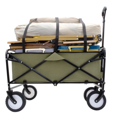 FURNIinspire Outdoor Serving Carts 360lbs Collapsible Foldable Wagon Cart With Strapping System For Camping Shopping, Green, 35.04"*21.65"*38.98" 3 FURNIinspire Outdoor Serving Carts 360lbs Collapsible Foldable Wagon Cart With Strapping System For Camping Shopping, Green, 35.04"*21.65"*38.98" - Image 3