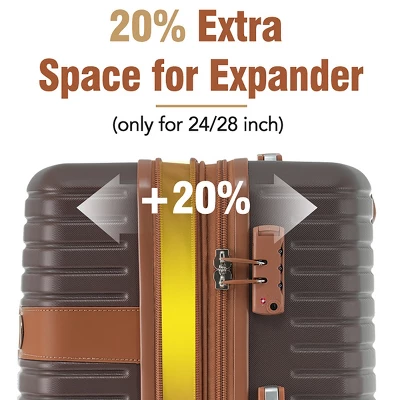 FURNIinspire Bag And Luggage Sets 24 Inch Luggage Set, Lightweight Checked Suitcase With 2 Mesh Bag Travel Business, Brown, 11"*15.9"*25.2" 4 FURNIinspire Bag And Luggage Sets 24 Inch Luggage Set, Lightweight Checked Suitcase With 2 Mesh Bag Travel Business, Brown, 11"*15.9"*25.2" - Image 4