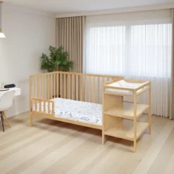 FURNIinspire Cribs Convertible Crib Baby Crib Baby Bed, Toddler Crib Changer Combo, 3 In 1 Crib Nursery Cribs For Bedroom, Brown, 71.5"*29.75"*35" -Home Decor GUEST 056af9ac f599 4d80 8b0e 54cef036a73d