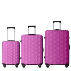 FURNIinspire Bag And Luggage Sets 3 Piece Travel Luggage With Rolling Wheels, Lightweight Hard Shell Suitcase Set, Pink, 20.08"*11.81"*30.12" -Home Decor GUEST 062fb948 c930 4e0e b584 aacd6a5eead8