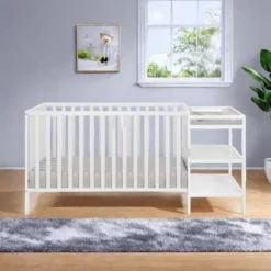 FURNIinspire Cribs Convertible Crib Baby Crib Baby Bed, Toddler Crib Changer Combo, 3 In 1 Crib Nursery Cribs For Bedroom, White, 71.5"*29.75"*35" -Home Decor GUEST 06377569 94d4 4522 8063 9d8dfabf977e