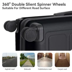 FURNIinspire Bag And Luggage Sets Hard Shell 3 Piece Suitcase Set, Travel Luggage Business Suitcases With Wheels, Black, 19.88"*10.63"*29.92" -Home Decor GUEST 063c0eb5 18cf 417c aa32 846e46adb967