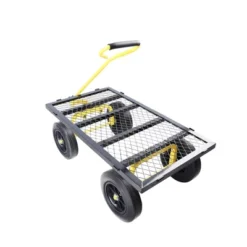 FURNIinspire Wheelbarrows And Lawn Carts Tools Cart Wagon Cart, Garden Cart Trucks With Solid Wheels And Yellow Handle, Black, 37“*19"*40" -Home Decor GUEST 069caed3 ef04 4501 870d babe97120552