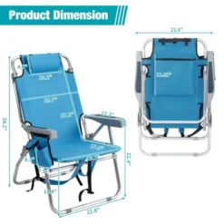 FURNIinspire Outdoor Portable Chair Adjustable Back With Extra Storage For Outdoor Adventures, Blue, 24.8"*25.6"*32.28" -Home Decor GUEST 07b890a8 ea20 40a2 8183 fa471a45ac7b