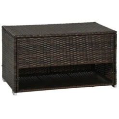 FURNIinspire Utility Storage Cabinet Outdoor Deck Box Shoe Storage PE Rattan Wicker Towel Rack With Liner Cushions, Brown, 39.80"*5.90"*25.00" -Home Decor GUEST 082099f5 4549 4226 a606 b249543b7cea