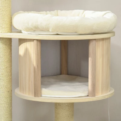 FURNIinspire3-Level Cat Tree With Sisal Scratching Posts, Fun Cat Badminton Toy For Playing, Soft Cushions & Play Areas, 25.5"*17.75"*46.5" 2 FURNIinspire3-Level Cat Tree With Sisal Scratching Posts, Fun Cat Badminton Toy For Playing, Soft Cushions & Play Areas, 25.5"*17.75"*46.5" - Image 2