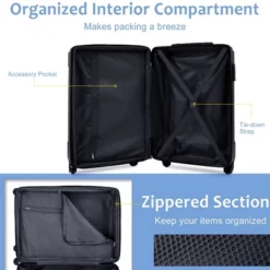 FURNIinspire Bag And Luggage Sets 20 Inch Luggage Set, Lightweight Checked Suitcase With 2 Mesh Bag Travel, Sky Blue, 8.3"*13.6"*21.5" -Home Decor GUEST 09b7de81 0b3e 4967 9f63 65bd20d8ba38