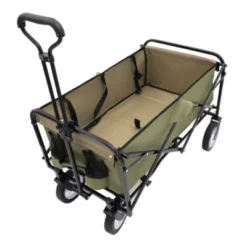 FURNIinspire Outdoor Serving Carts 360lbs Collapsible Foldable Wagon Cart With Strapping System For Camping Shopping, Green, 35.04"*21.65"*38.98"
