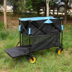 Furniinspire Wheelbarrows And Lawn Carts Big Large Capacity Folding Cart, Extra Long Extender Wagon Cart, Black And Blue, 53“*20"*51" -Home Decor GUEST 0a5a918f ca8f 4c06 9885 133cc36ce0e8