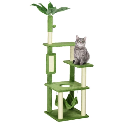 FURNIinspireCat Tree With Hammock, Indoor Cat Tower With Scratching Post, Platforms,Play Ball,19"*19"*56" 4 FURNIinspireCat Tree With Hammock, Indoor Cat Tower With Scratching Post, Platforms,Play Ball,19"*19"*56" - Image 4