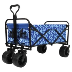 FURNIinspire Outdoor Serving Carts Fish 400L Collapsible Wagon Beach Wagon With Big Wheels For Camping, Sports, Blue, 35.04"*24.41"*38.58" -Home Decor GUEST 0c0d3c2c 5bb9 44a3 82f7 ace95f010f2b