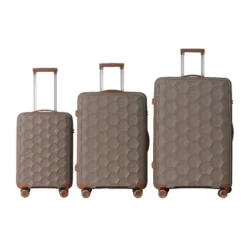 FURNIinspire Bag And Luggage Sets 3 Piece Travel Luggage With Rolling Wheels, Lightweight Hard Shell Suitcase Set, Brown, 20.08"*11.81"*30.12" -Home Decor GUEST 0c23b859 d8b7 43ef 9c9e 0b357c882415