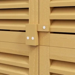 FURNIinspire Utility Storage Cabinet Wooden Outdoor Storage Cabinet Storage With Asphalt Roof 2 Wood Doors With Lock, Yellow, 38.40"*23.00"*13.40" -Home Decor GUEST 0c251d94 7a3a 489b a67d 7561f12ad97d