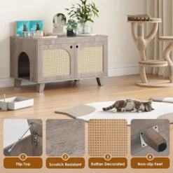 FURNIinspire Pet Crates And Houses, Hidden Cat Crates With Storage Removable Scratcher, Modern Pet Crates For Home, Gray, 31.5"*19.7"*19.7" -Home Decor GUEST 0c7d9ae3 dba9 40a0 9459 dda8d20c8222
