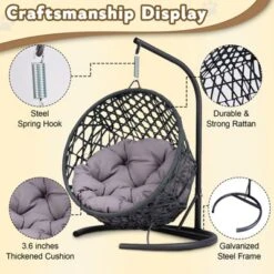 FURNIinspire Pet Beds Cat Swing Bed With Stand, Cushion, Rattan Wicker Cat Egg Chair, Indoor Cooling Pet Bed Dog Bed, Gray, 19.3"*19.3"*28.7" 7 FURNIinspire Pet Beds Cat Swing Bed With Stand, Cushion, Rattan Wicker Cat Egg Chair, Indoor Cooling Pet Bed Dog Bed, Gray, 19.3"*19.3"*28.7" -Home Decor GUEST 0cc5d809 d1cf 47ba 82bb bb7ffdde4c76