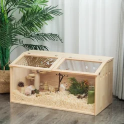 FURNIinspire Pet Crates And Houses, Hamster Cage Chewproof, Openable Top With Panel, Brown, 31.5"*16.02"*15.84"