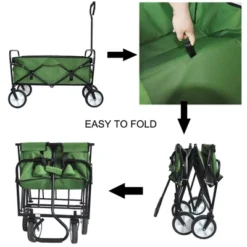 FURNIinspire Wheelbarrows And Lawn Carts Multi-Purpose Outdoor Utility Cart, Folding Garden Wagon For Beach, Camping, Shopping, Green, 37“*20"*45" -Home Decor GUEST 0daa97fa 9e55 431b be7e 0774d312c270