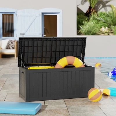 FURNIinspire Deck Boxes, Outdoor Storage Box With Waterproof Function For Gardening Tools, Pool Supplies, Patio Furniture, Black, 57.87"*32.24"*33.66" 1 FURNIinspire Deck Boxes, Outdoor Storage Box With Waterproof Function For Gardening Tools, Pool Supplies, Patio Furniture, Black, 57.87"*32.24"*33.66"