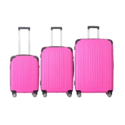 FURNIinspire Bag And Luggage Sets 3 Piece Rolling Luggage, Hard Shell Travel Suitcases Set With Wheels Telescopic Handle, Pink, 21.06"*11.42"*30.12" -Home Decor GUEST 0defffee 108f 4ec0 8557 2b139299e7c2