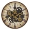 FURNIinspire Wall Clocks Round Gear Mechanism Hanging Clock Living Room Decorative Timepiece Home Vintage Wall Decor, Brown, 20"*20"*2.5"