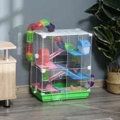 FURNIinspire 5 Tier Hamster Cage,Portable Carry Handle,Rat Gerbil Cage With Food Dish, Exercise Wheel,18"*11,75"*22.75" -Home Decor GUEST 100b7d0f ff91 4b04 a808 9ac129d9a020