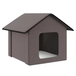 FURNIinspire Pet Crates And Houses Warm Triangular Top Cat Bed With Fleece Cloth Cover, Comfy Cat House House, Zipper Design, Brown, 16.5"*20.5"*16.5" -Home Decor GUEST 11499425 3bcb 4ea1 aa8e 82faf015ffbe