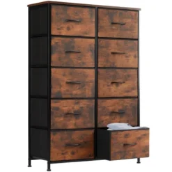 FURNIinspire Dressers 10 Drawer Fabric Tall Dresser Tower Closet Storage Chest Of Drawers For Bedroom Nursery, Brown, 11.8"*31.4"*45.6" -Home Decor GUEST 118def7e 712f 4708 9c42 961e24828ad8