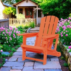 FURNIinspire Patio Accent Chairs Outdoor Folding Chairs Adirondack Chair, Portable Chair With Handles For Beach, Backyard, Orange, 31.4"*29.6"*36.4" -Home Decor GUEST 11d78426 7509 49d2 8b62 d1e3600cd522