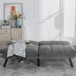 FURNIinspire Convertible Folding Modern Sofa Bed, Light Grey, 67"*16"*32" -Home Decor GUEST 12621dbc 5769 41db 8fd1 78b2a85d613a