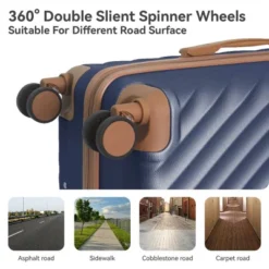 FURNIinspire Bag And Luggage Sets 3 Piece Rolling Luggage Travel Suitcase Set, Lightweight Durable Suitcases With Wheels, Blue, 21.06"*11.81"*30.31" -Home Decor GUEST 12a02473 ee3e 4a15 8008 26224f096124