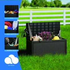 FURNIinspire Deck Boxes, Outdoor Patio Storage Box With Large Storage Capacity For Patio Furniture Cushions Garden Tools, Black, 48.03"*21.46"*24.53" -Home Decor GUEST 13a90d0d 00b4 4d35 a9bc 352f4d4f9347