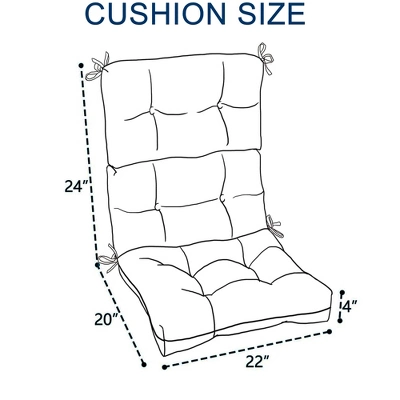 FURNIinspire Outdoor Seat Cushions 2 Pcs Set High Back Patio Chair Cushions, Yellow And White Stripes Seat Cushion, Multicolored, 44"*22"*4" 2 FURNIinspire Outdoor Seat Cushions 2 Pcs Set High Back Patio Chair Cushions, Yellow And White Stripes Seat Cushion, Multicolored, 44"*22"*4" - Image 2