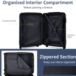 FURNIinspire Bag And Luggage Sets 20 Inch Luggage Set, Lightweight Checked Suitcase With 2 Mesh Bag Travel Business, Blue, 8.3"*13.6"*21.5" -Home Decor GUEST 13df8106 bf24 40da a005 4d990a86b5b8