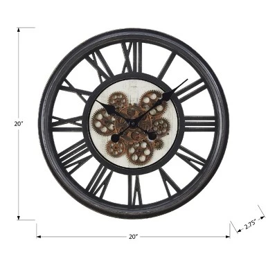 FURNIinspire Wall Clocks 20inch Gear Mechanism Round Wall Clock Metal Decorative Hanging Clock Decorative Timepiece, Black, 20"*20"*2.75" 2 FURNIinspire Wall Clocks 20inch Gear Mechanism Round Wall Clock Metal Decorative Hanging Clock Decorative Timepiece, Black, 20"*20"*2.75" - Image 2