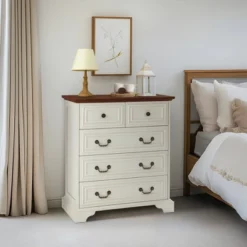 FURNIinspire Dressers 5 Drawers Dresser With Natural Texture, Storage Dressers Organizer For Bedroom, Nursery, Multicolored, 31.5"*15.55"*35.43" -Home Decor GUEST 1457baba b8c5 484c 9c82 058a88f5d279