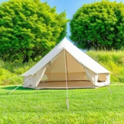 FURNIinspire Camping Tents Canvas Tent Bell Tent, Versatile Yurt Tent For Family Camping, Outdoor Hunting, Party, White, 132.68"*204.72"*107.09" -Home Decor GUEST 155dc935 faf3 44d3 95dd ecba44916489