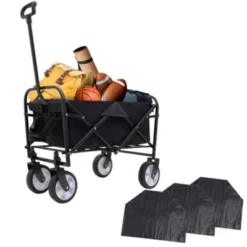 FURNIinspire Outdoor Serving Carts Minimeetall Multi-use Bag Collapsible Foldable Wagon Cart Beach Wagon For Camping, Black, 25.98"*17.32"*37.4" -Home Decor GUEST 162d4e77 53c8 45e0 bced 827cbc22e797