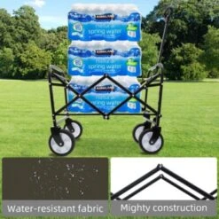 FURNIinspire Outdoor Serving Carts Fish 250L Collapsible Wagon Beach Wagon With Big Wheels For Camping, Sports, Green, 25.98"*17.32"*37.4" -Home Decor GUEST 1680c304 d6bd 4d47 b5aa ee9b5133ed5c