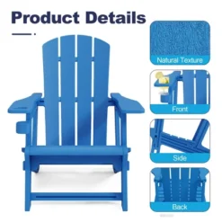 FURNIinspire Patio Accent Chairs Outdoor Folding 2PCS Chairs Adirondack Chair, Portable Chair With Handles For Backyard, Blue, 31.4"*29.6"*36.4" -Home Decor GUEST 17618638 2c1e 41ba 8592 47f51574750e