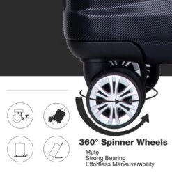 FURNIinspire Bag And Luggage Sets 5 Piece Expandable Hard Shell Suitcase Set Stylish Rolling Travel Luggage For Family, Black, 20.28"*11.42"*30.31" -Home Decor GUEST 196d8917 f794 46b8 8b4b 67f567b871bd