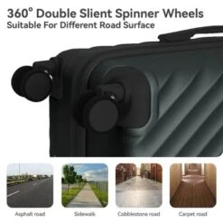 FURNIinspire Bag And Luggage Sets 3 Piece Rolling Luggage Travel Suitcase Set, Lightweight Durable Suitcases With Wheels, Black , 21.06"*11.81"*30.31" -Home Decor GUEST 1a6e290f f4e1 4397 a5f3 265a93f99140