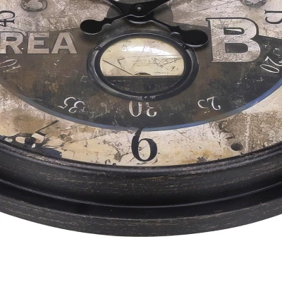 FURNIinspire Wall Clocks 20inch Decorative Round Wall Clock Living Room Hanging Clock Antique Timepiece Home Wall Decor, Brown, 20"*20"*2" 4 FURNIinspire Wall Clocks 20inch Decorative Round Wall Clock Living Room Hanging Clock Antique Timepiece Home Wall Decor, Brown, 20"*20"*2" - Image 4