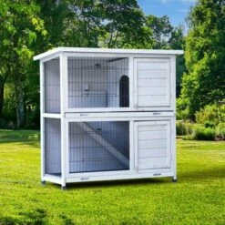 FURNIinspire Rabbit Hutch Outdoor, 2-Story Rabbit Cage Indoor With Run, Bunny Cage With 2 Removable No-Leak Trays, Non-Slip Ramp, 41"*19.7"*40.55" 9 FURNIinspire Rabbit Hutch Outdoor, 2-Story Rabbit Cage Indoor With Run, Bunny Cage With 2 Removable No-Leak Trays, Non-Slip Ramp, 41"*19.7"*40.55" -Home Decor GUEST 1a9ebeb3 b892 4585 900e 393a23aaf220