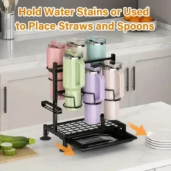 FURNIinspire Water Bottle Organizer With Handle Kitchen Storage For Stanley Cup Accessories Mug Organizer, Black, 16.19"*10.34"*2.93" -Home Decor GUEST 1ae8121a 64de 4566 9883 14341218a1f3