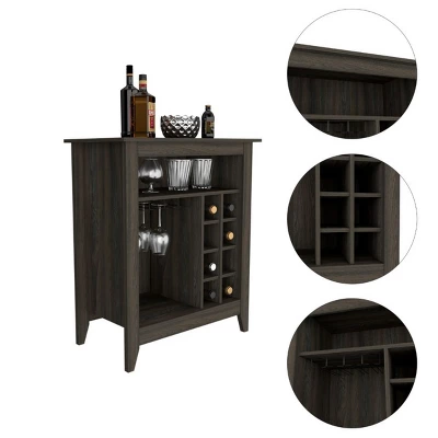 FURNIinspire Wine Racks Bar Cabinet, Wine Cabinet, Sideboard Kitchen Cupboards With Open Shelf, Wine Rack, Brown, 17.7"*32.5"*37.07" 4 FURNIinspire Wine Racks Bar Cabinet, Wine Cabinet, Sideboard Kitchen Cupboards With Open Shelf, Wine Rack, Brown, 17.7"*32.5"*37.07" - Image 4