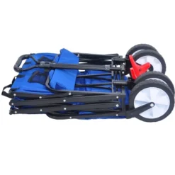 FURNIinspire Wheelbarrows And Lawn Carts Folding Wagon Collapsible Outdoor Utility Wagon, Lawn Car With Adjustable Handles, Blue, 53“*20"*43" -Home Decor GUEST 1c44d93f 6756 4faa a2c2 071529f4f159